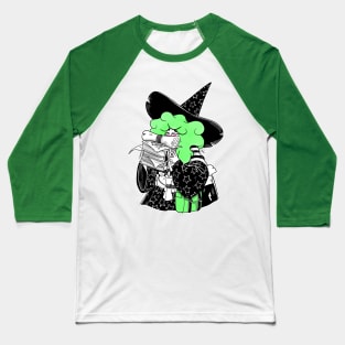 The Bookworm Witch - Green Hair Baseball T-Shirt